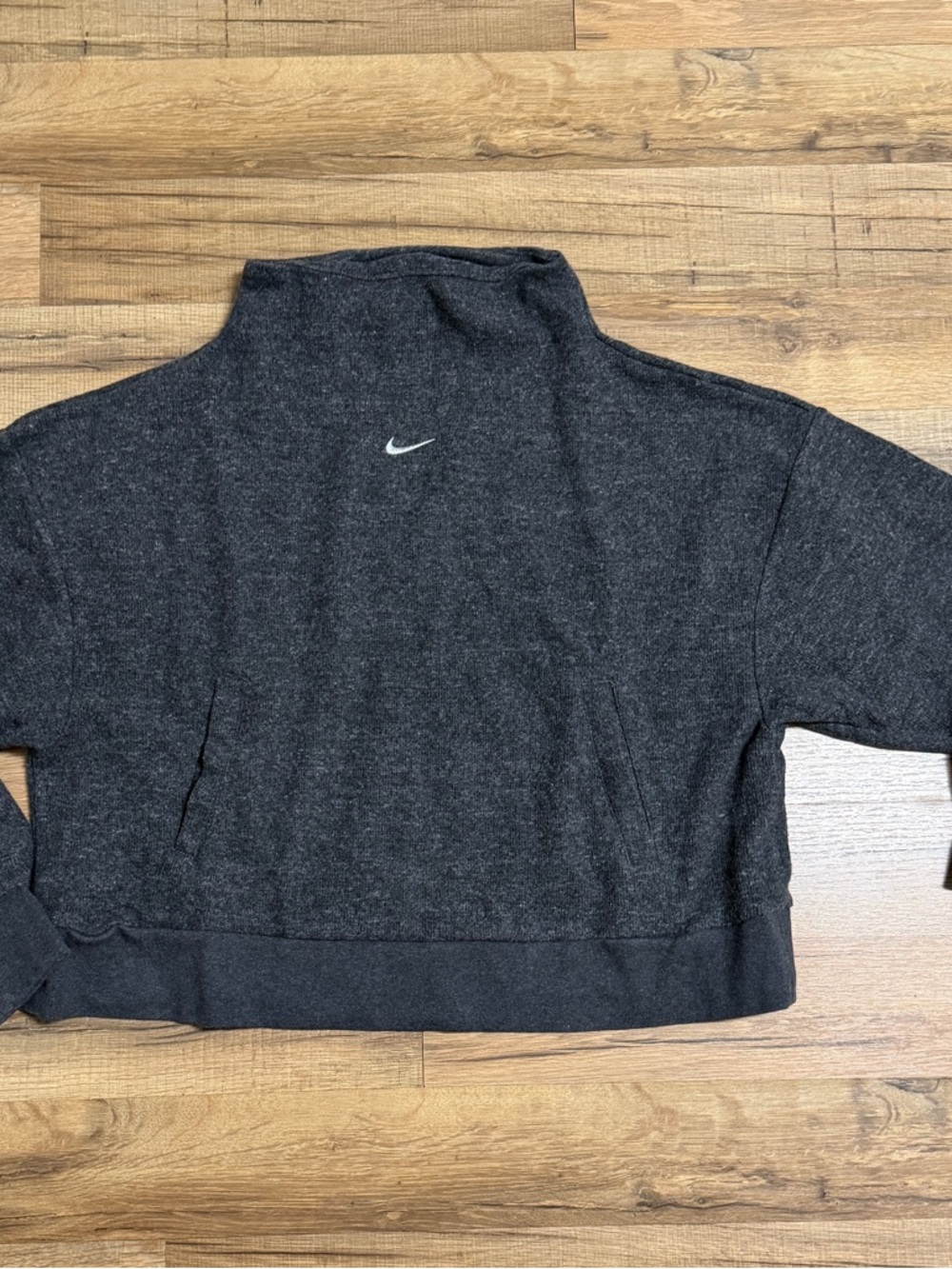 Nike Charcoal Cropped Pullover with White Swoosh women’s